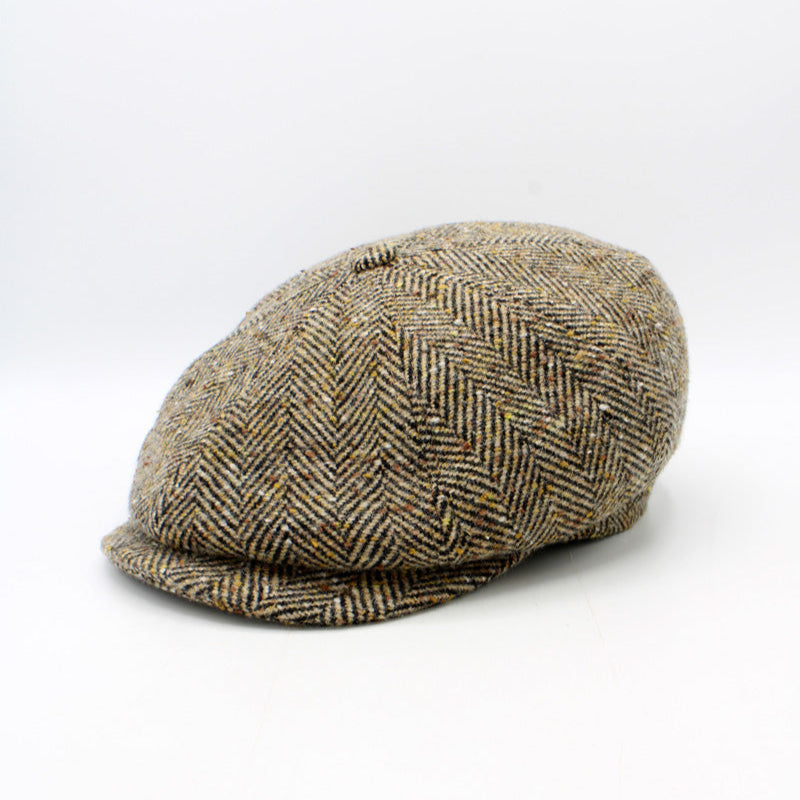 The Bourbon Herringbone Fleck Wool Newsboy Cap by Hologramme Paris