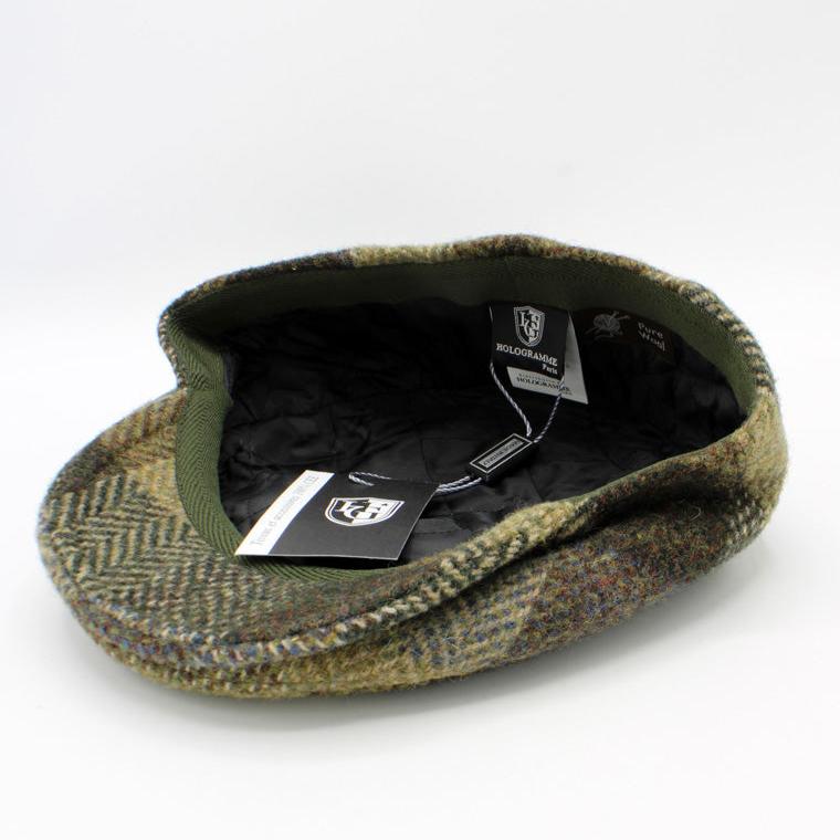 The "Olive Fall Plaid" - Checked Herringbone Lana Wool Flat Cap by Hologramme Paris
