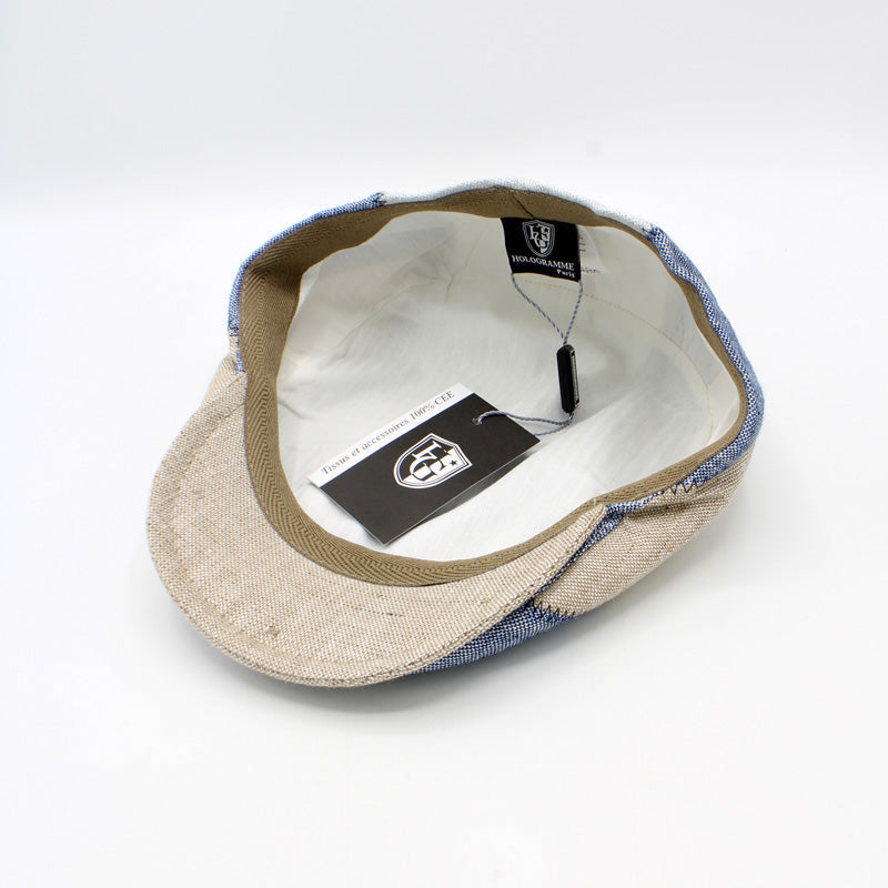 The "Summer Slant" - Blue and Gray Italian Linen Cap by Hologramme Paris