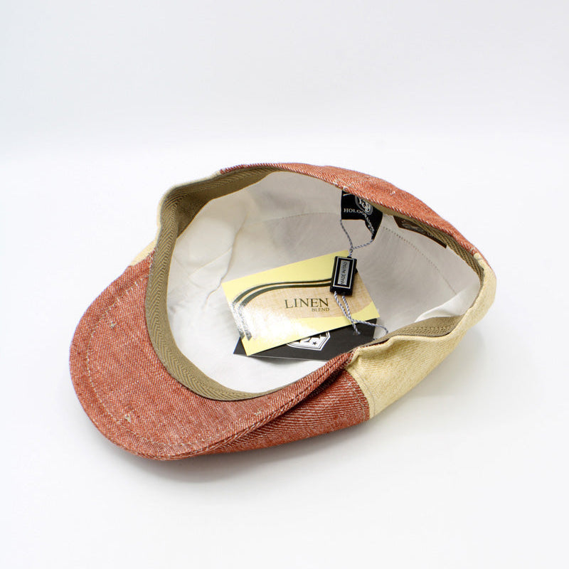 The Yellow and Brick Pinwheel Italian Linen Summer Cap by Hologramme Paris