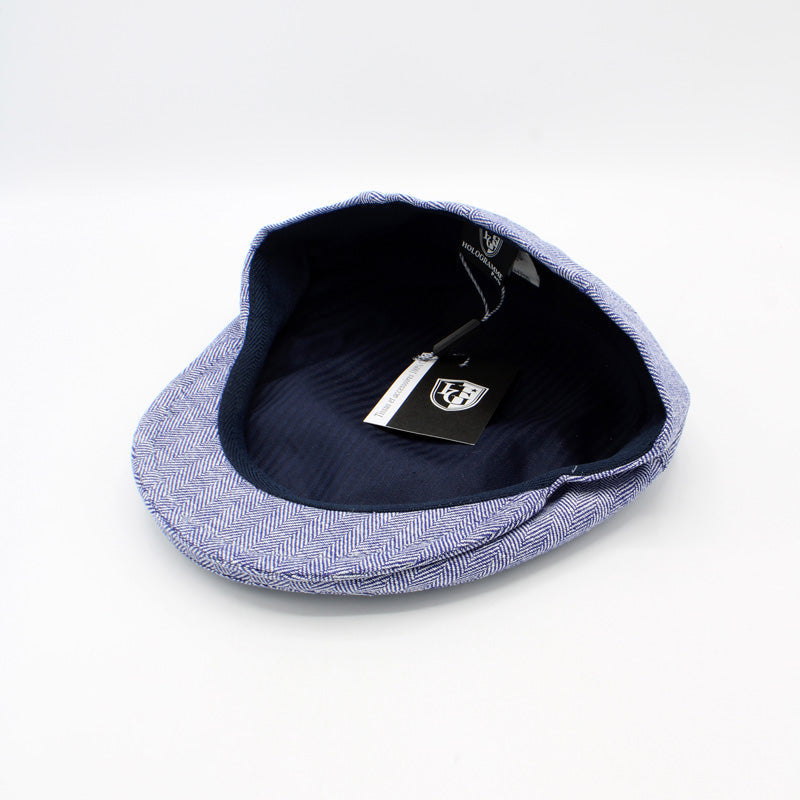 The Royal Blue Summer Herringbone Flat Cap by Hologramme Paris
