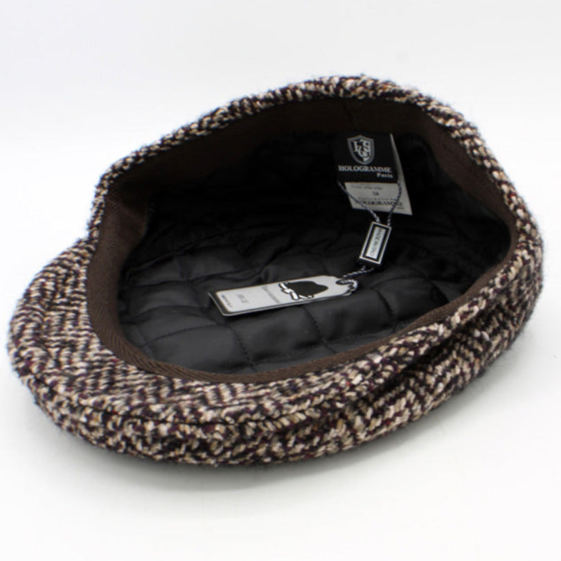 The "Heritage" - Burgundy Herringbone Flat Cap by Hologramme Paris