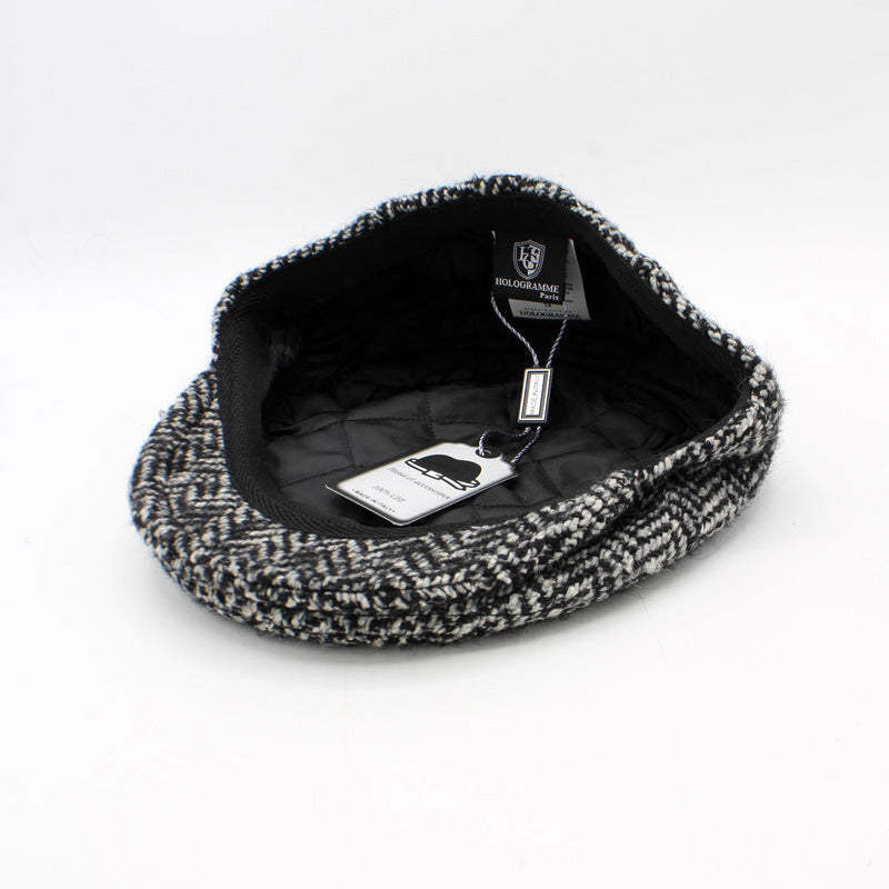 The "Heritage" - Gray Herringbone Flat Cap by Hologramme Paris