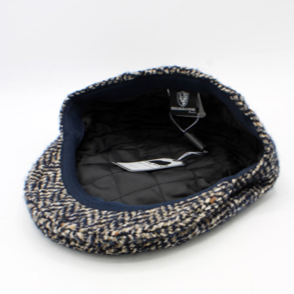 The "Heritage" - Navy Blue Herringbone Flat Cap by Hologramme Paris