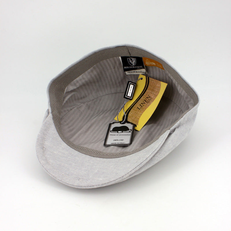 The Essential Italian Linen Split Flat Cap - Gray by Hologramme Paris at FunkyBrims