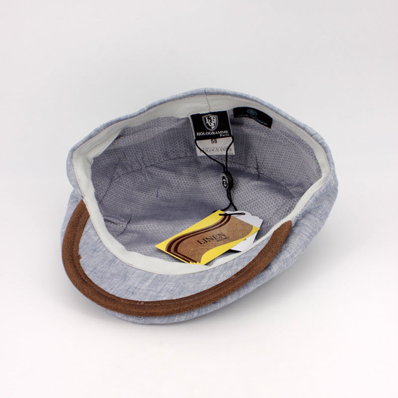 The LinenShelby Sky Blue Newsboy Cap by Hologramme Paris