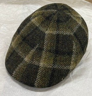 Alfonso D'est Harris Tweed Olive Plaid Split Club Cap 38959