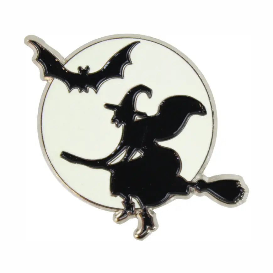 Witch and Bat Glow in the Dark Enamel Pin