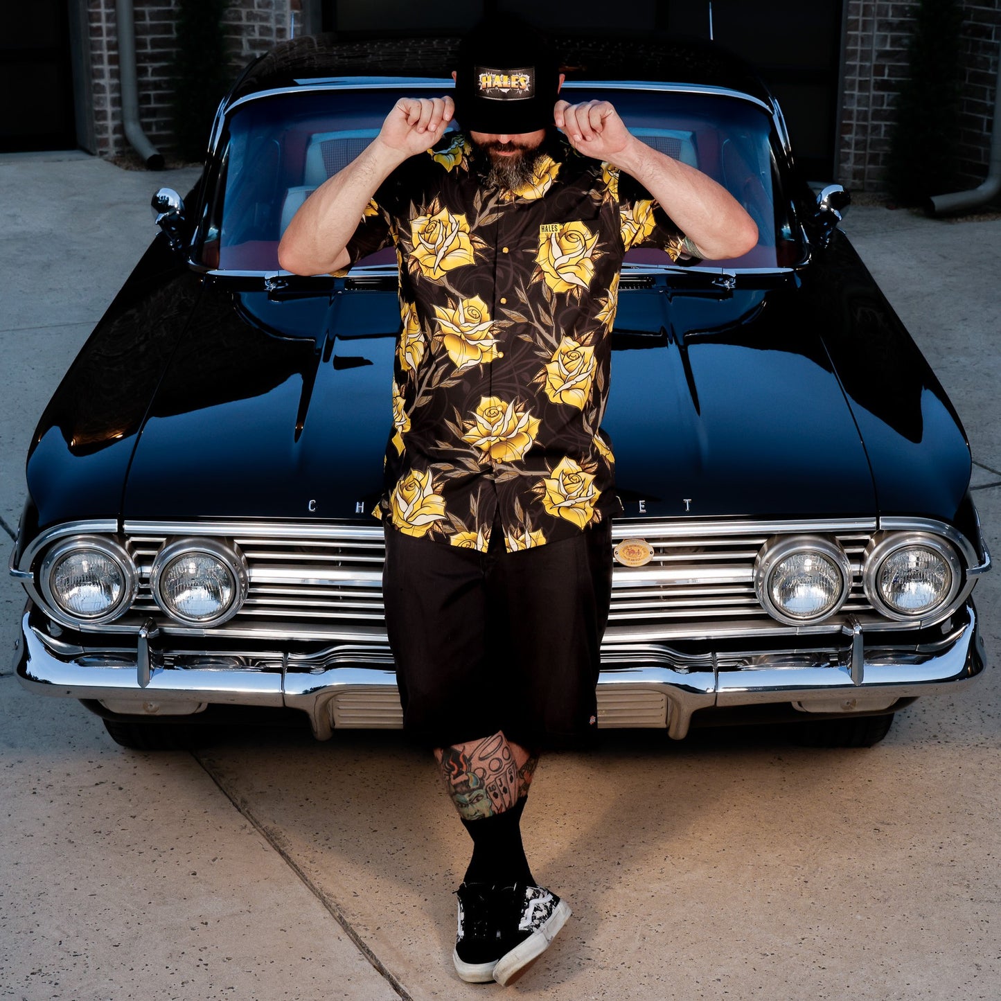 Yellow Rose 6-Panel Flat Bill Trucker by Hales Speed Shop x FunkyBrims
