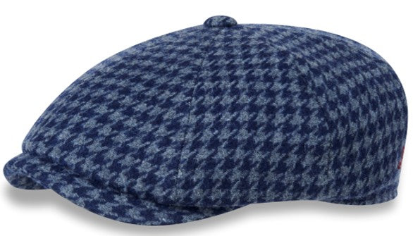 Alfonso D'este Navy Blue and Gray Houndstooth Newsboy 52905