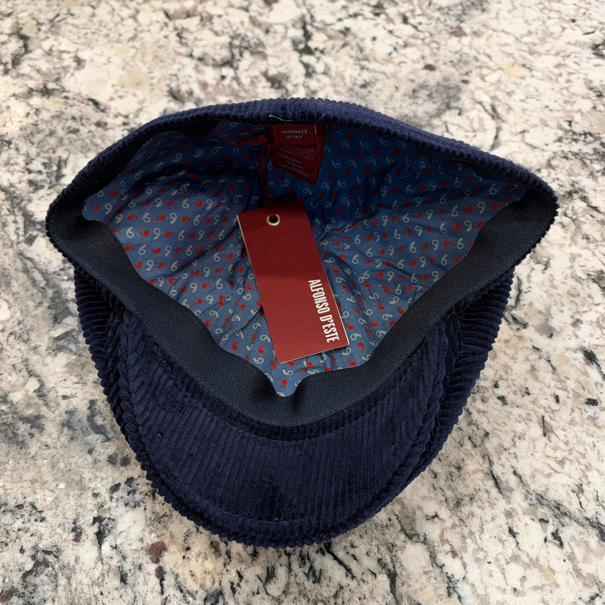 Alfonso D'Este Navy Blue Corduroy- 6 Panel Pub Cap 53710