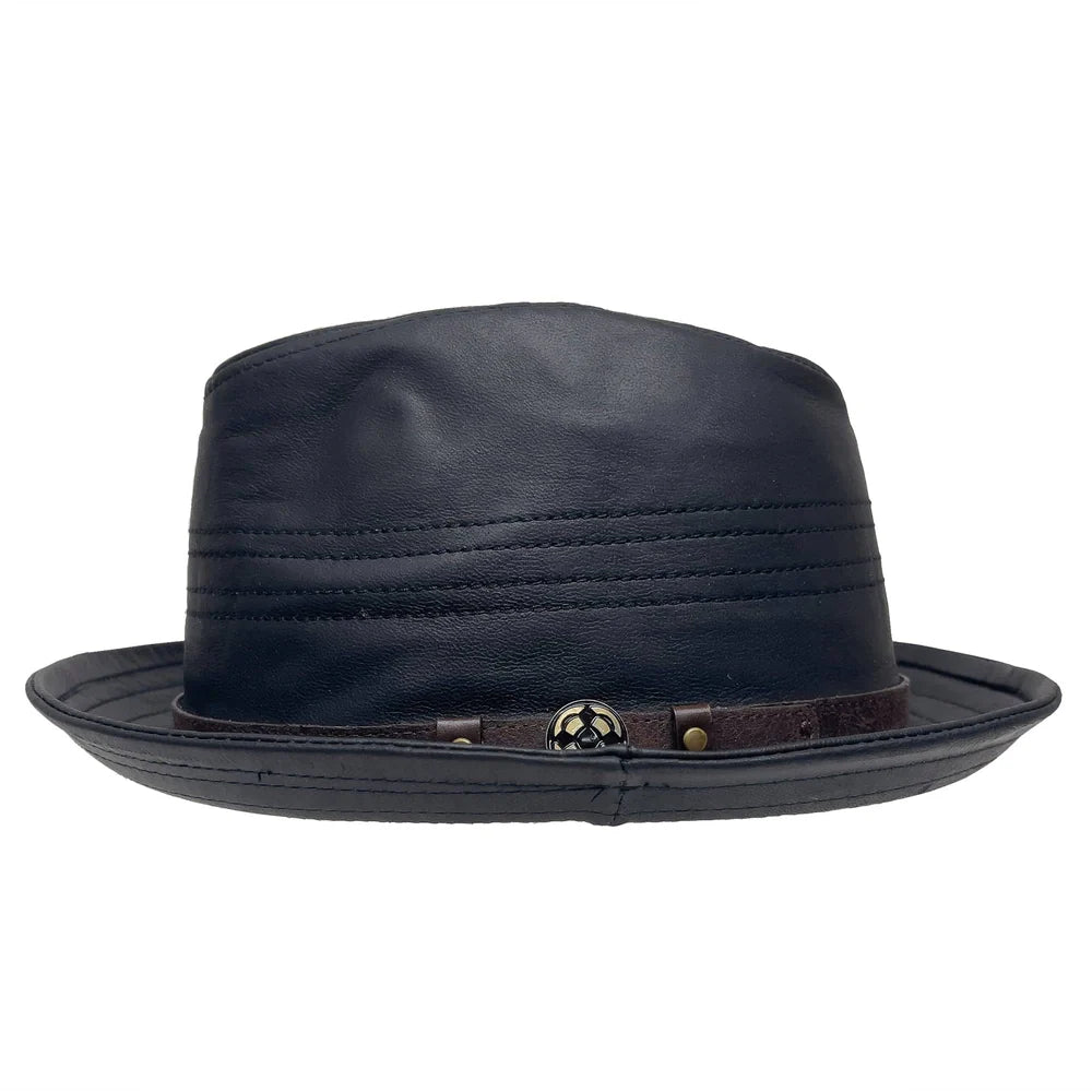 Balboa Black Leather Fedora Hat