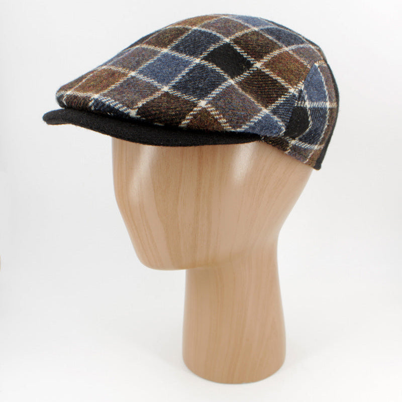 Crossroads Slate & Whiskey wool flat cap by Hologramme Paris - view 4