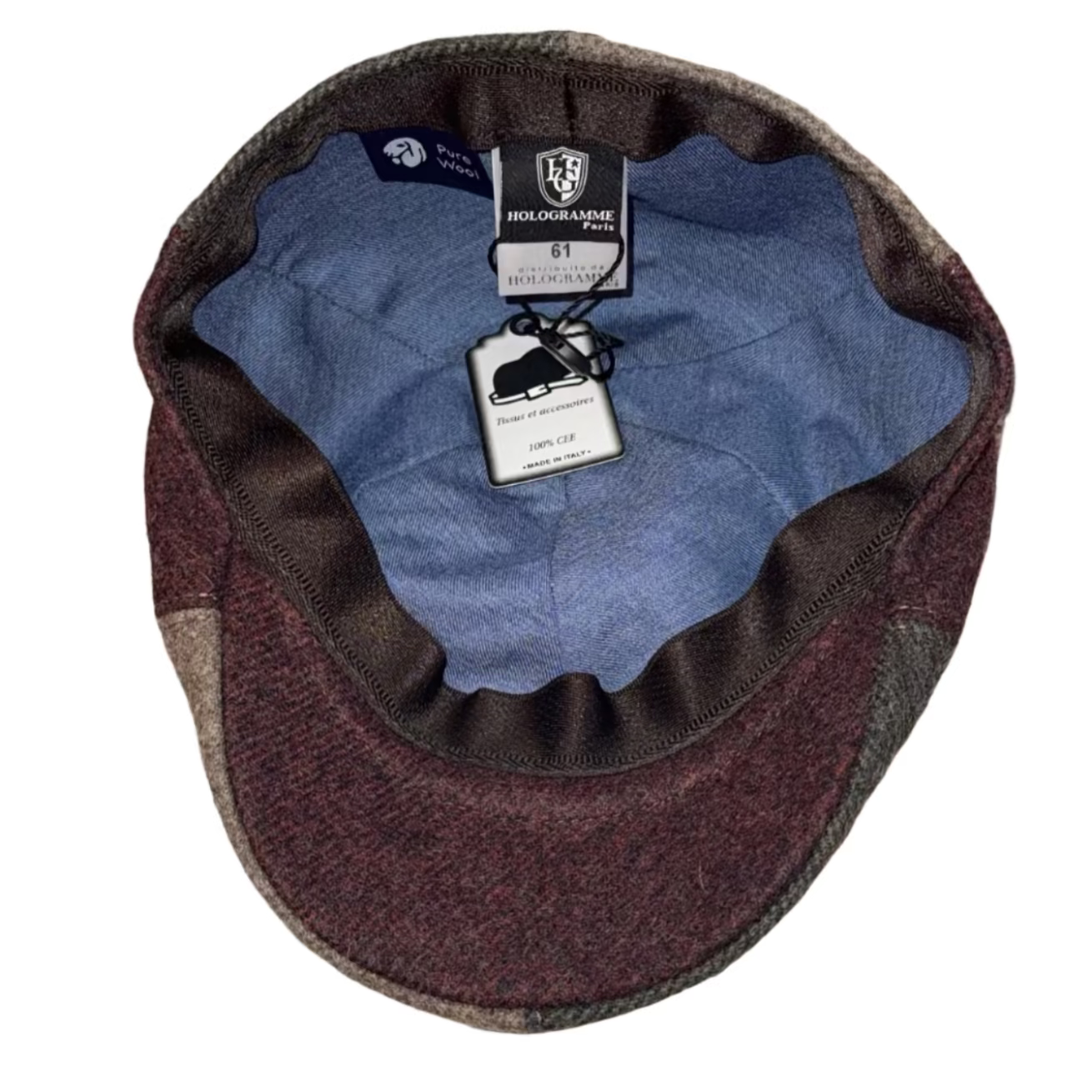 Spinwheel Garnet Driving Cap handmade in Italy by FunkyBrims – red and brown patchwork