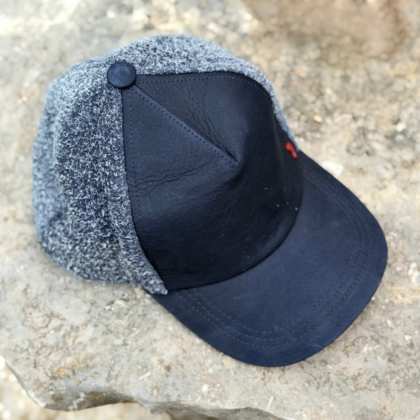 Alfonso D'Este "Nightwave" Blue Leather Baseball Cap 52431