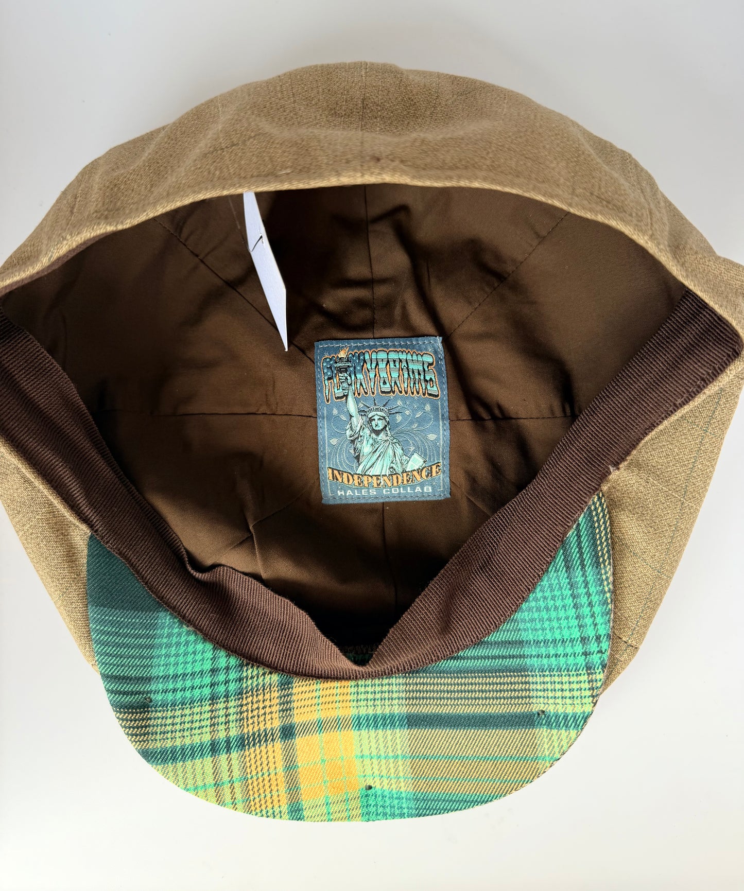 Independence Olive Plaid Newsboy Hales Speed Shop X FunkyBrims Collab (with Pin)