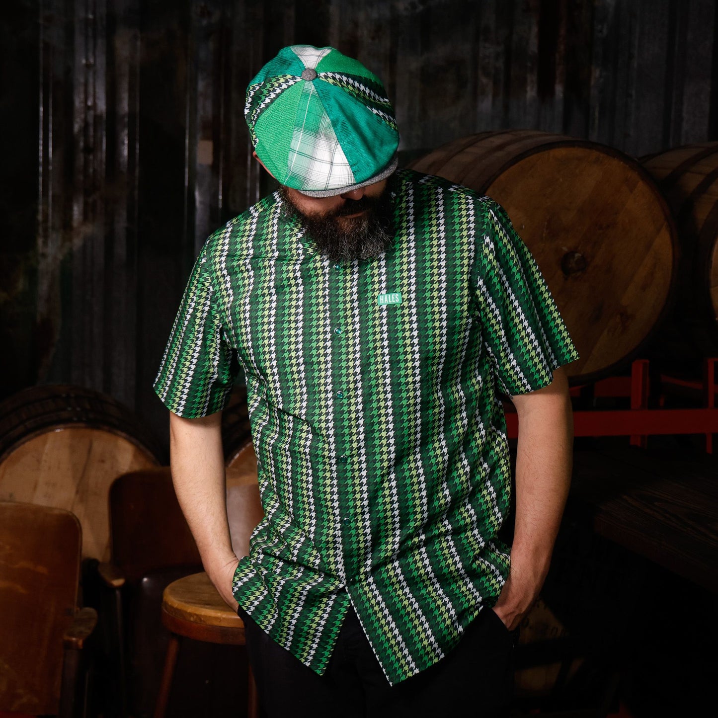Feelin’ Lucky / Green Cheyenne Patchwork Newsboy Hales Speed Shop X FunkyBrims Collab (with Pin)