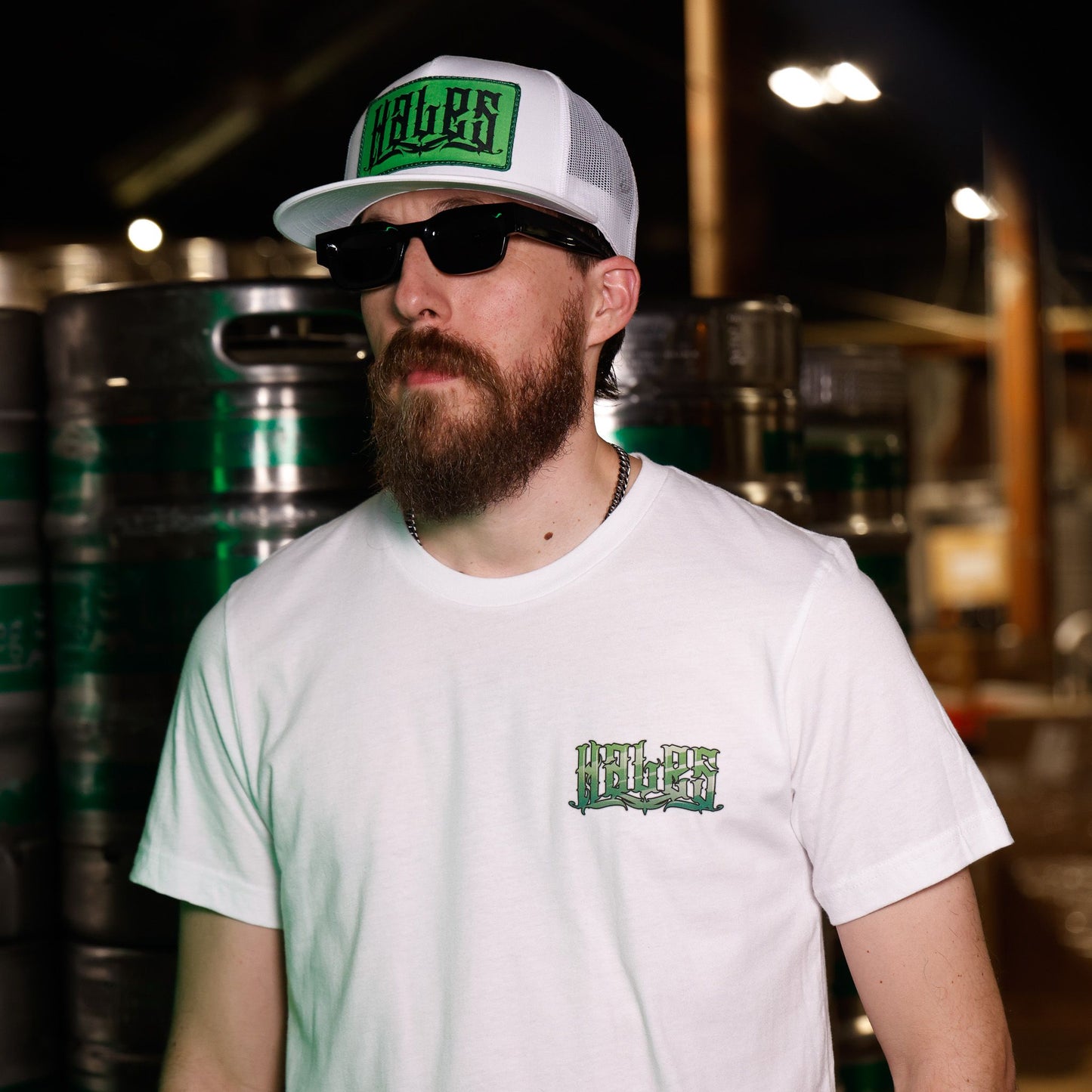 Green Cheyenne Unisex Tee Shirt by Hales Speed Shop - White