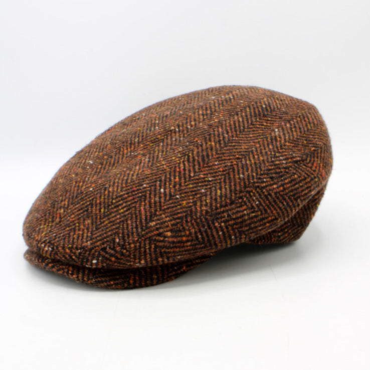 The Brick Red Fleck Herringbone Flat Cap by Hologramme Paris