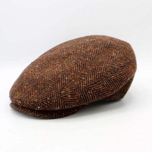 The Brick Red Fleck Herringbone Flat Cap by Hologramme Paris