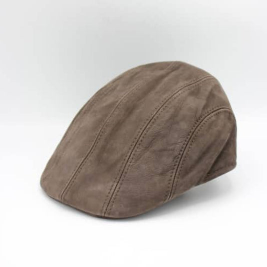 Brown Leather Nubuck Pub Cap from Italy at FunkyBrims.