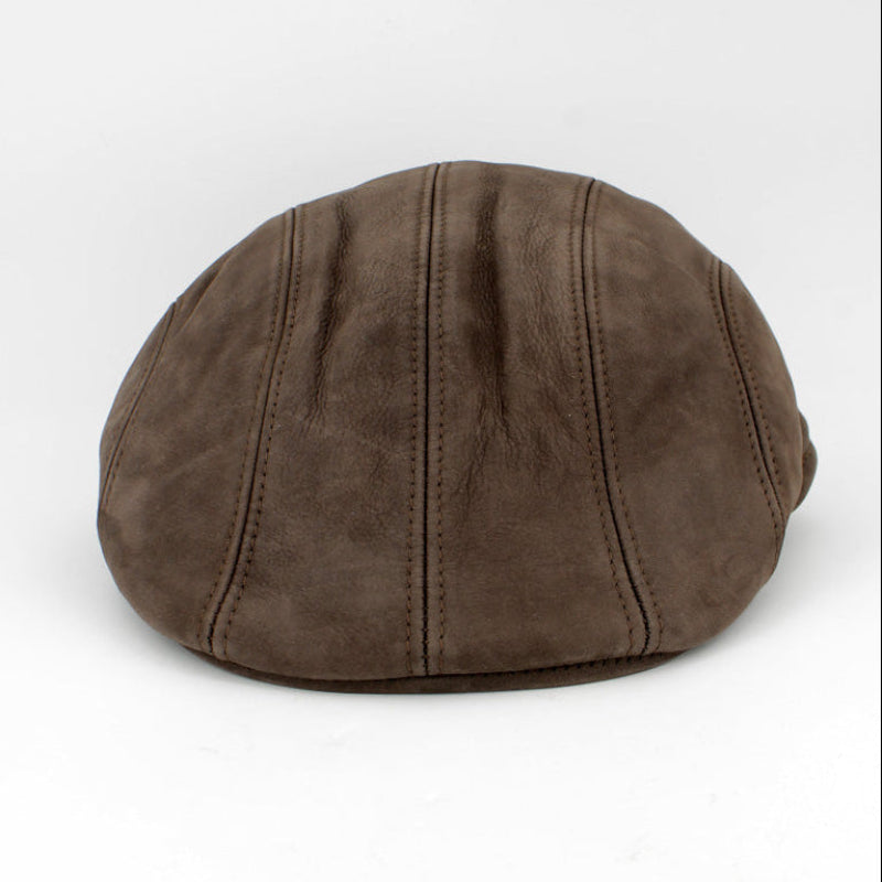Brown Leather Nubuck Pub Cap from Italy at FunkyBrims.