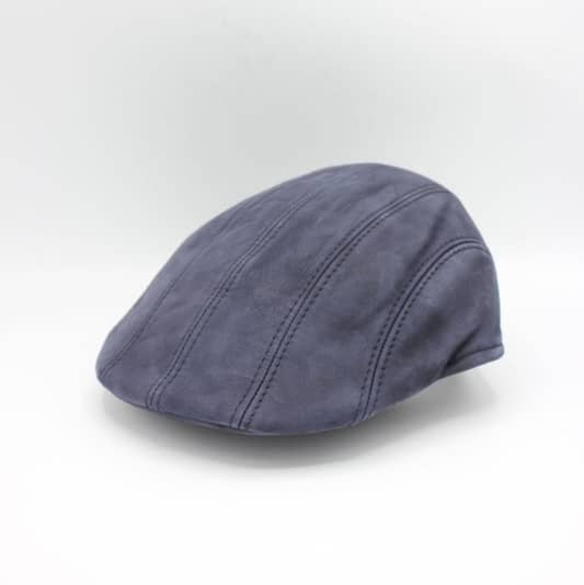 Blue Leather Pub Cap made in Italy at FunkyBrims.