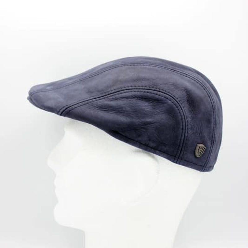 Blue Leather Pub Cap made in Italy at FunkyBrims.