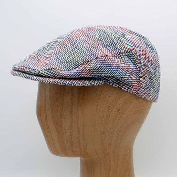 The Edge Plaid Italian Linen Flat Cap by Hologramme Paris
