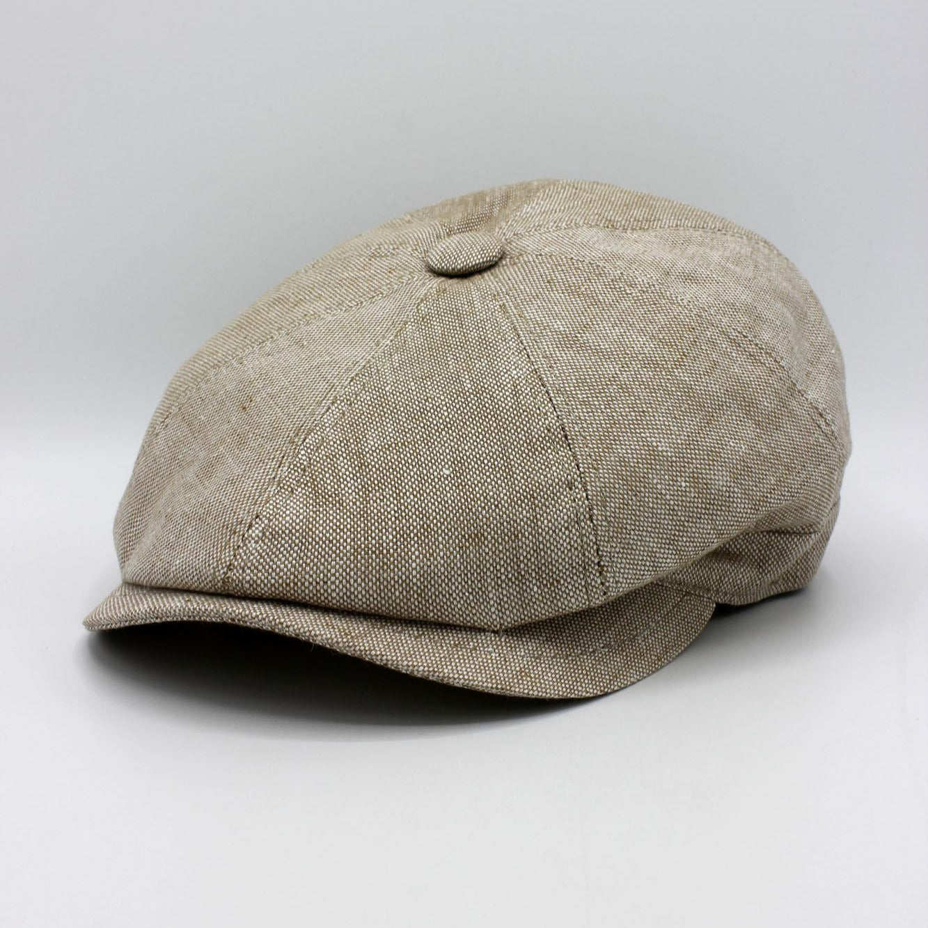 The Italian Linen Summer Newsboy Cap by Hologramme Paris (Blue, Gray, Beige)