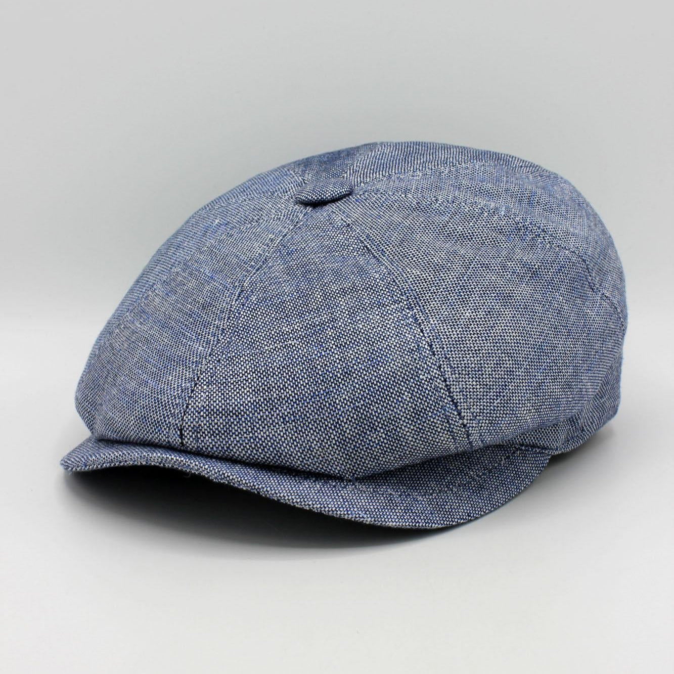 The Italian Linen Summer Newsboy Cap by Hologramme Paris (Blue, Gray, Beige)
