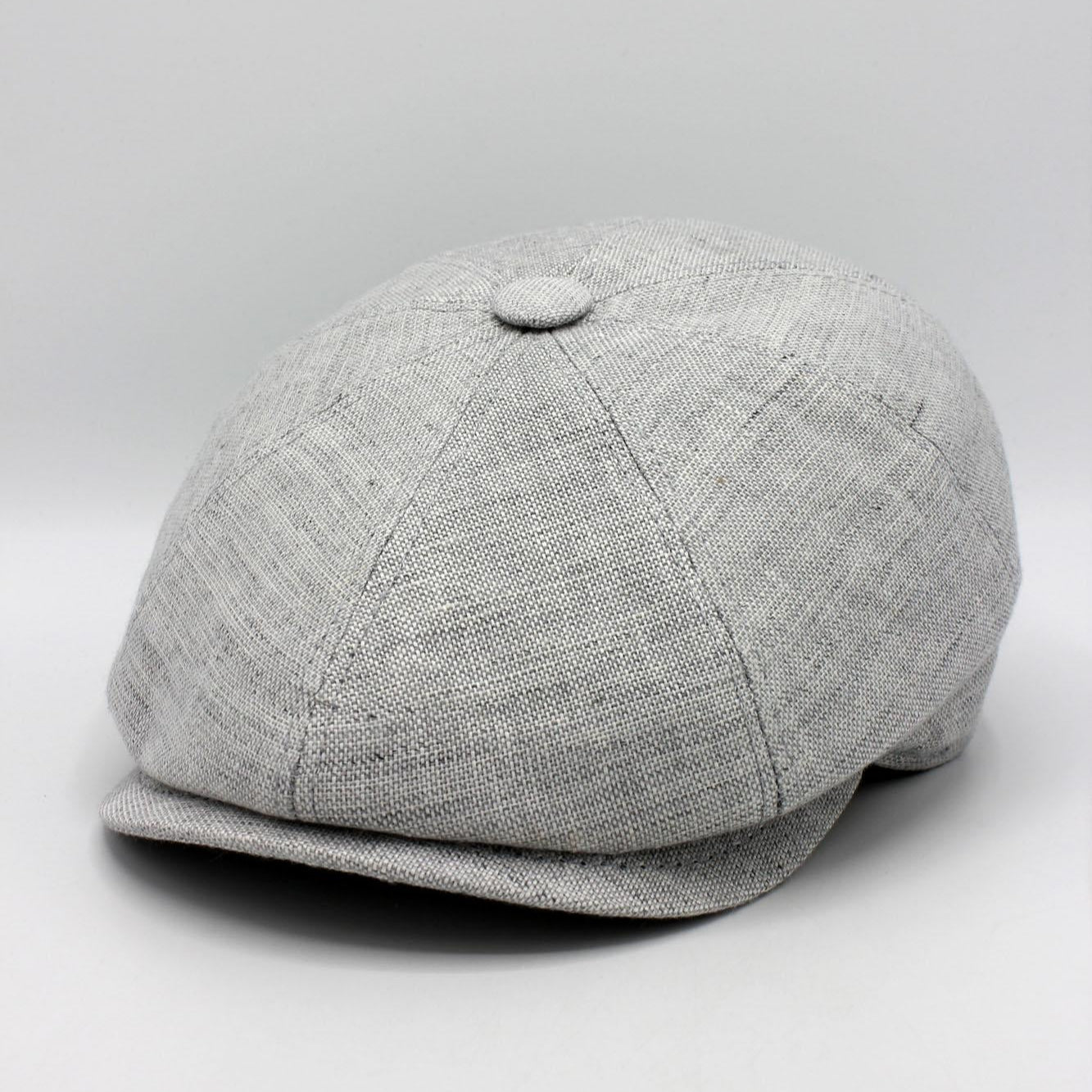 The Italian Linen Summer Newsboy Cap by Hologramme Paris (Blue, Gray, Beige)