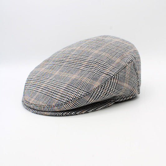 The Checkmate Linen Flat Cap by Hologramme Paris