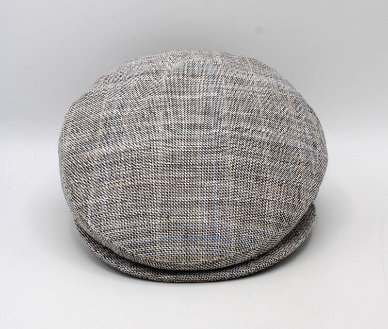 The Abstract Beige Plaid Flat Cap by Hologramme Paris