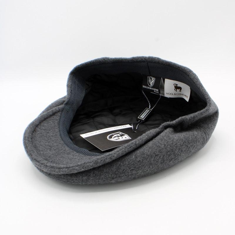 The "Cash" - Gray Cashmere and Wool Flat Cap by Hologramme Paris