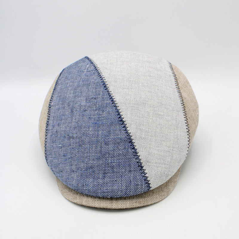 The "Summer Slant" - Blue and Gray Italian Linen Cap by Hologramme Paris