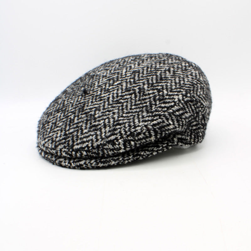 The "Heritage"  - Gray Herringbone Flat Cap by Hologramme Paris