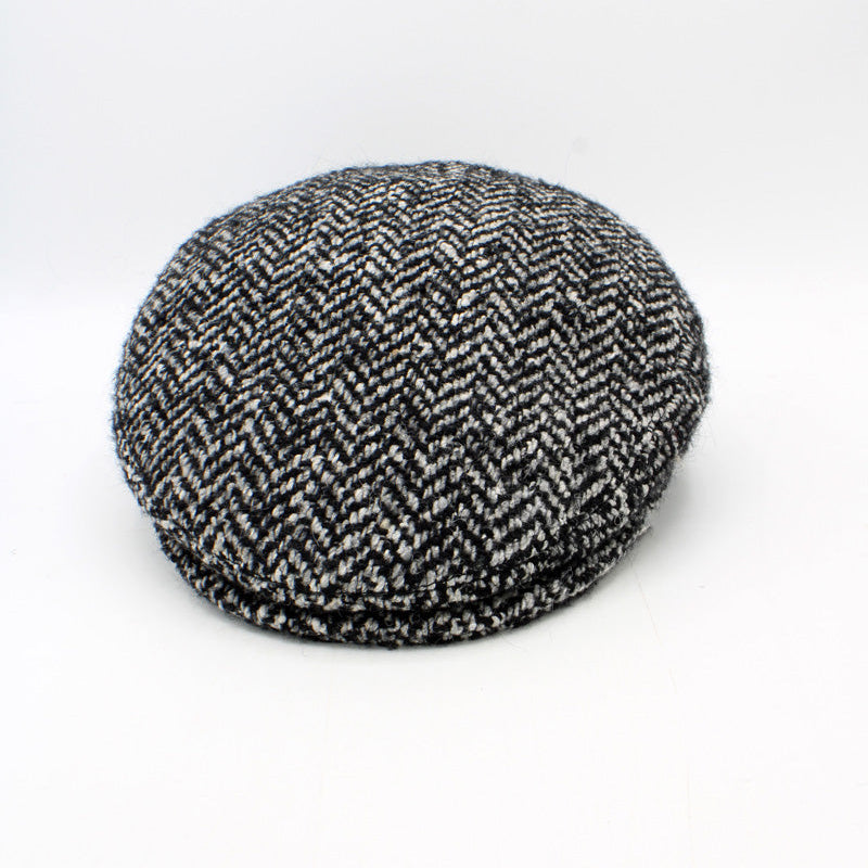 The "Heritage"  - Gray Herringbone Flat Cap by Hologramme Paris