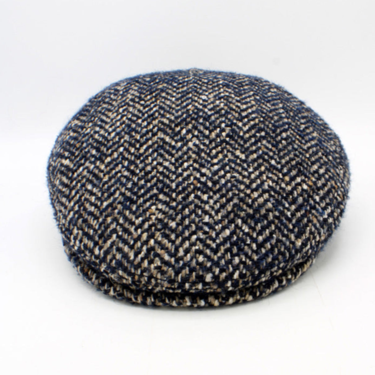 The "Heritage"  - Navy Blue Herringbone Flat Cap by Hologramme Paris