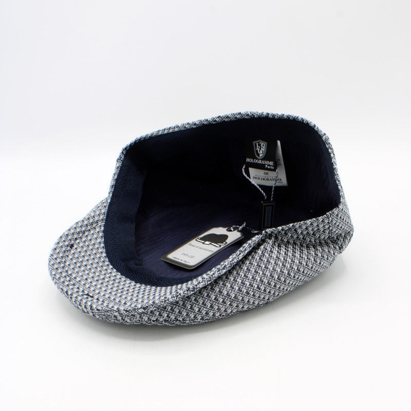 The "Summer Gatsby" - Blue Italian Cotton Flat Cap by Hologramme Paris