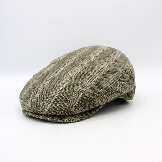 The "Forest Stripe" Green Cotton Flat Cap by Hologramme Paris