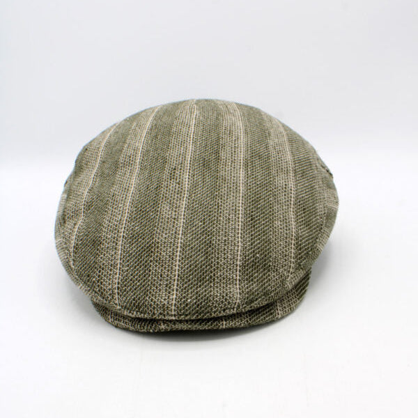 The "Forest Stripe" Green Cotton Flat Cap by Hologramme Paris