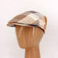 The Sand Herringbone Plaid Linen Flat Cap by Hologramme Paris at FunkyBrims
