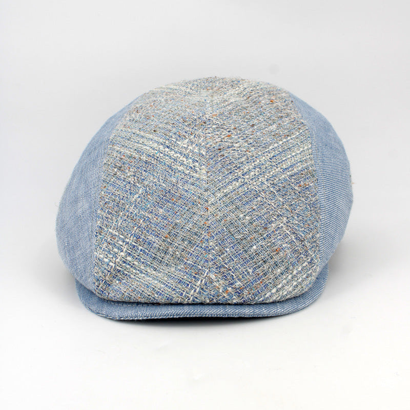 The "Beacon" Sky Blue Split Panel Flat Cap by Hologramme Paris at FunkyBrims