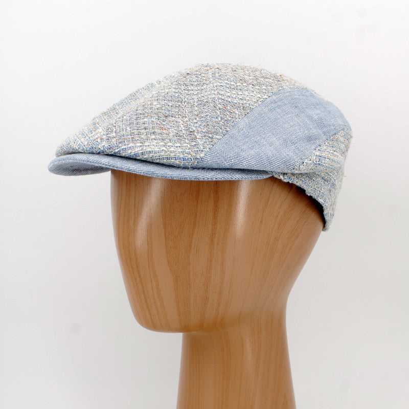 The "Beacon" Sky Blue Split Panel Flat Cap by Hologramme Paris at FunkyBrims
