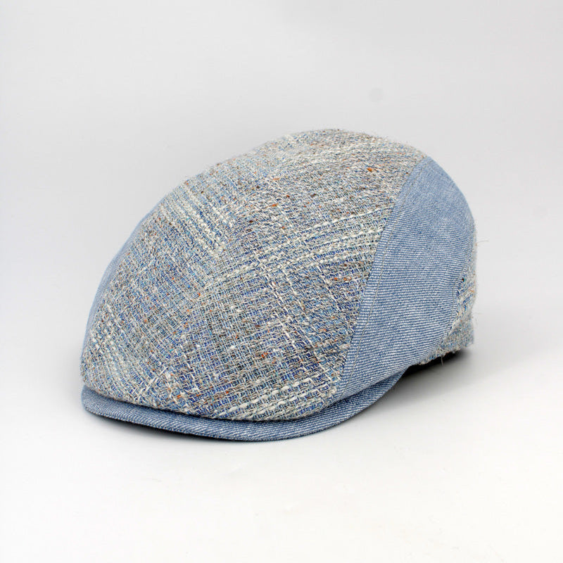 The "Beacon" Sky Blue Split Panel Flat Cap by Hologramme Paris at FunkyBrims