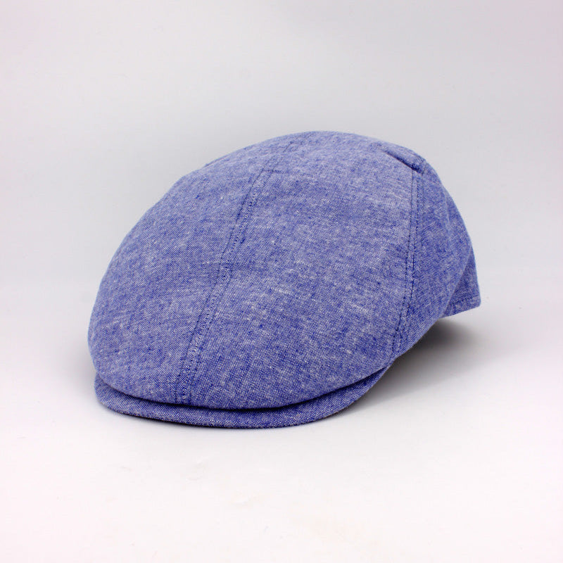 The Essential Italian Linen Split Flat Cap - Blue by Hologramme Paris at FunkyBrims