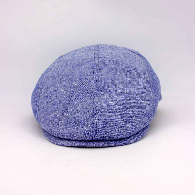 The Essential Italian Linen Split Flat Cap - Blue by Hologramme Paris at FunkyBrims