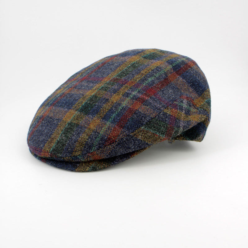 Off-Duty Plaid Flat Cap - Indigo Bronze by Hologramme Paris at FunkyBrims