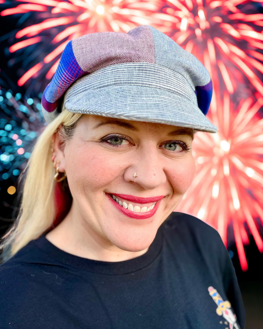 Women's EST 1776 Patchwork Newsboy Cap Hales Speed Shop X FunkyBrims Collab (with pin)